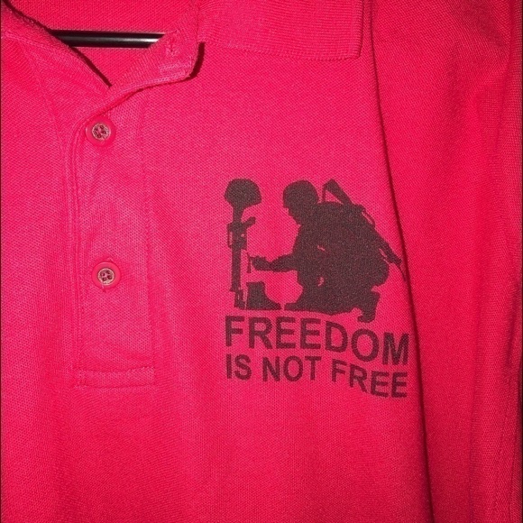 5/$10 Freedom Port Authority red short sleeve polo Freedom is not free size XL - Picture 3 of 9